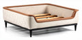 Pet bed with wooden slats and upholstered frame in beige and brown 80 x 80 x 25cm