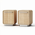 Wooden nightstand with sliding door and metal base 40 x 40 x 50cm