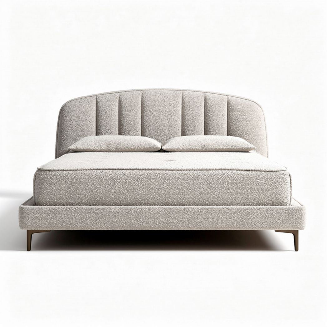 Modern upholstered bed frame with soft texture and wooden legs 200 x 160 x 100cm