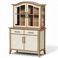 Wooden kitchen cabinet with glass doors and drawers 80 x 40 x 140cm