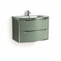 Wall-mounted bathroom vanity cabinet with sink in green finish 60 x 45 x 30cm