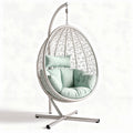 Hanging egg chair with soft cushion and metal frame in mint green 80 x 80 x 120cm