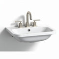 Wall-mounted bathroom sink with three-hole faucet setup 60x40x15cm