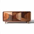 Wooden storage cabinet with geometric pattern design and natural finish 120 x 50 x 70cm